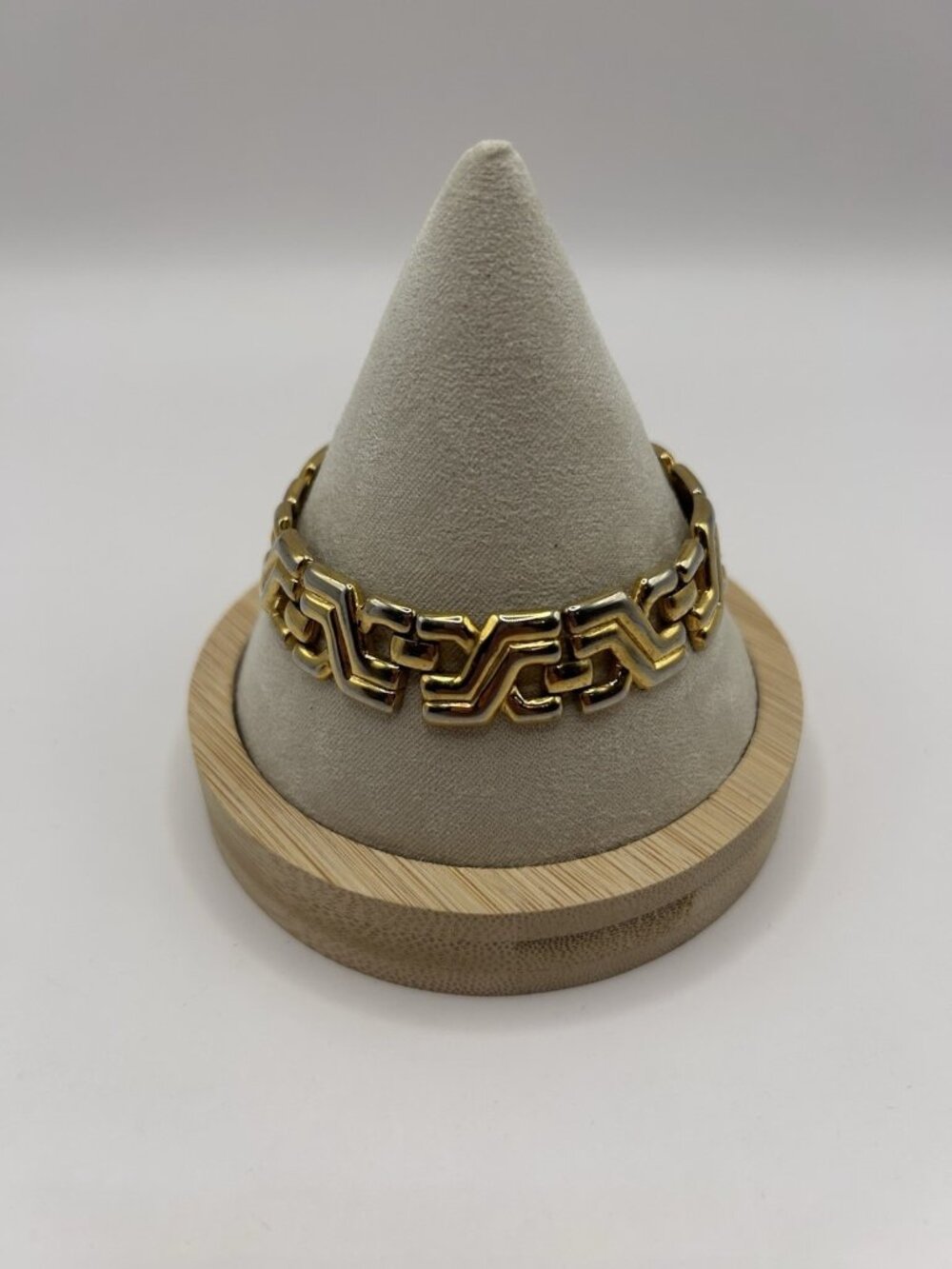 Vintage Monet Signed Bracelet X Link Shiny Gold Tone Chain 7.25”